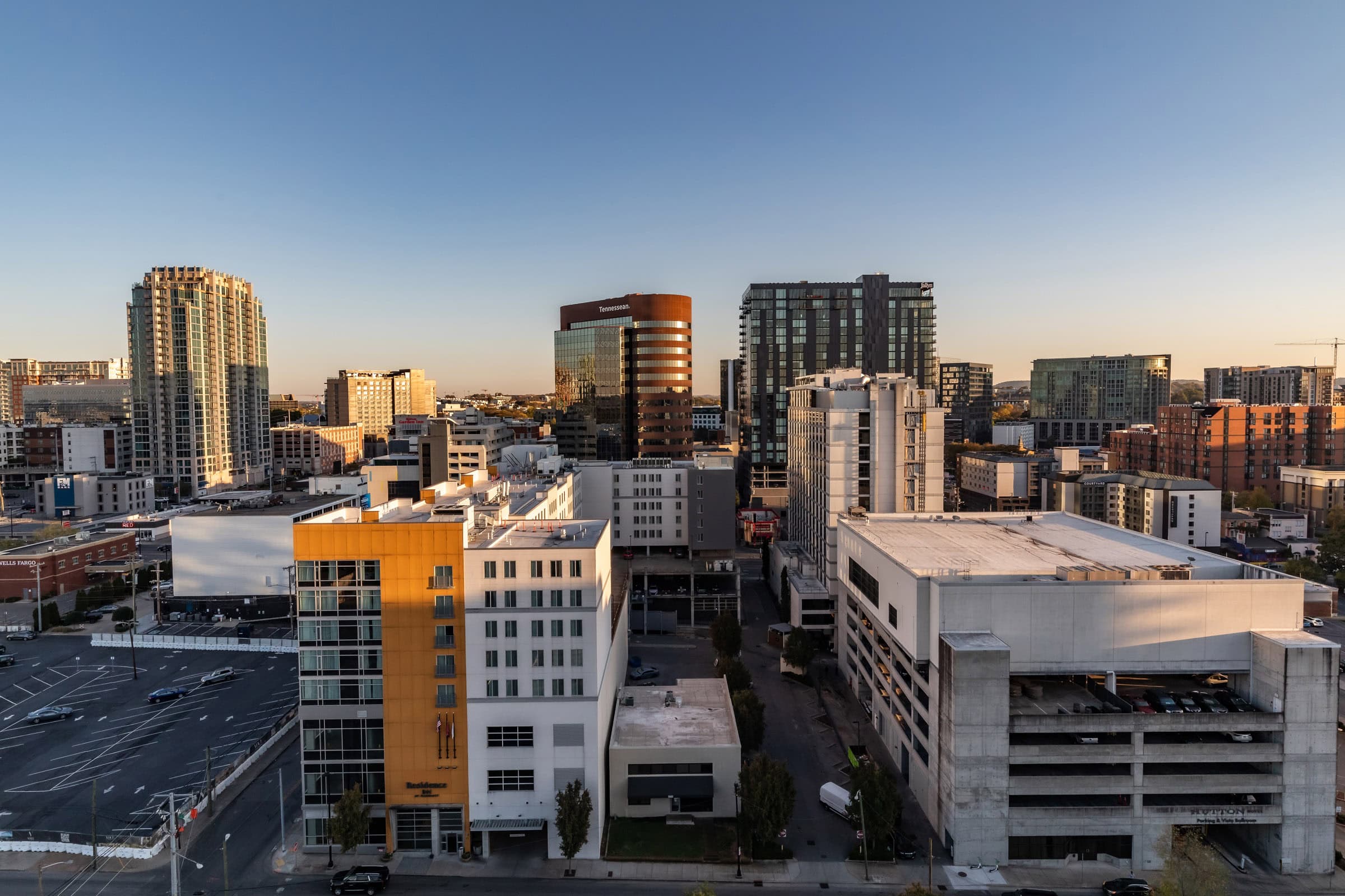 Street-level view of Grace Apartments in Midtown Nashville